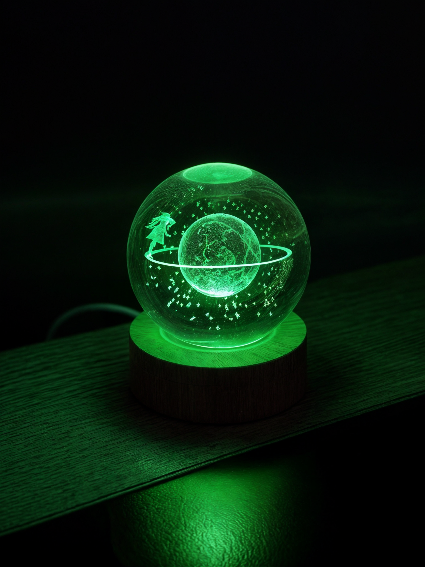 RGB Işıklı Satürn Kız Kar Küresi – Dekoratif Gece Lambası